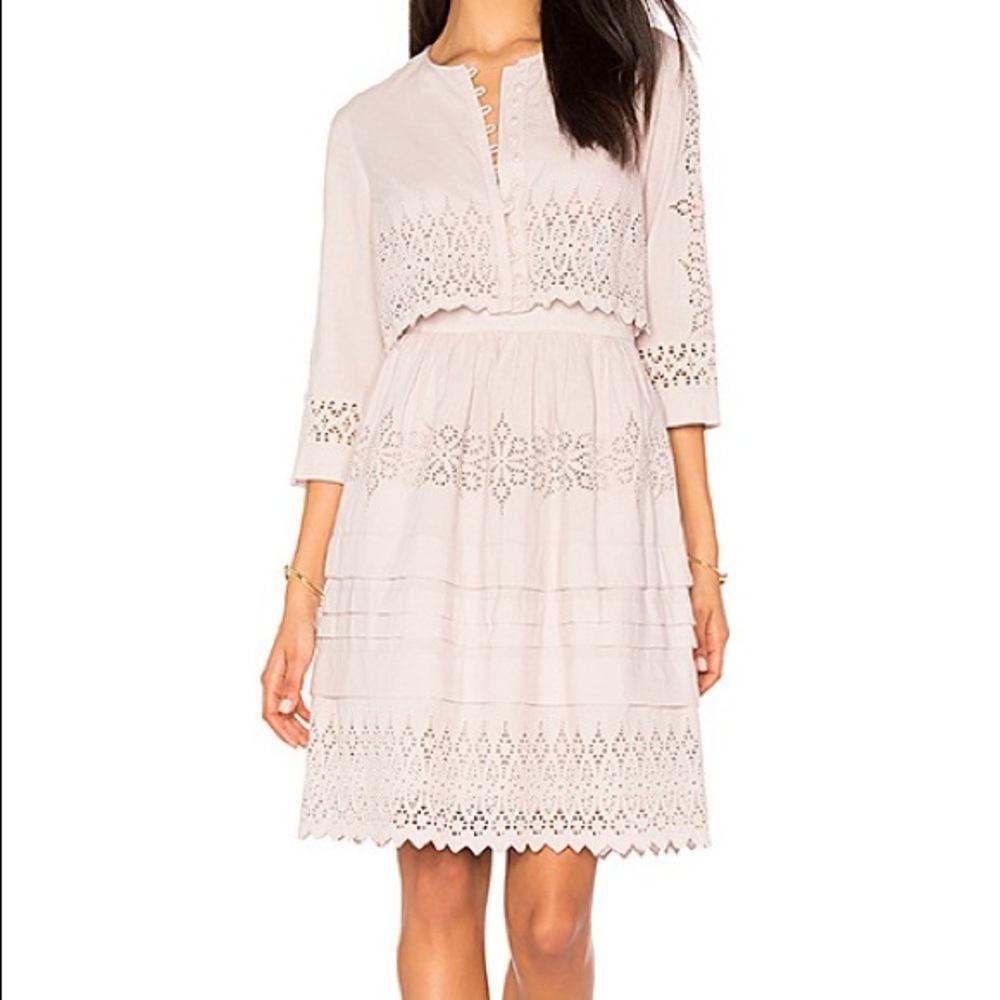 Rebecca Taylor Adeline Embroidered Dress 4/Rosebud